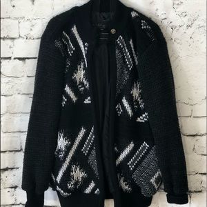 Abiti XL Chunky Sweater Cardigan - Black & White